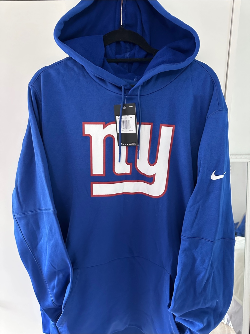 Nike Men’s Royal Blue New York Giants Pullover Hoodie with White & Red Logo